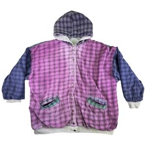 Be In The Current Seen Plaid Hoodie Jacket One Size Y2K Grunge Cozy Style